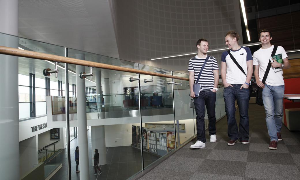 Male students in mezzanine