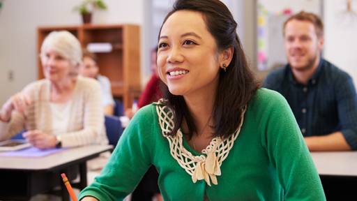Women and men in classroom